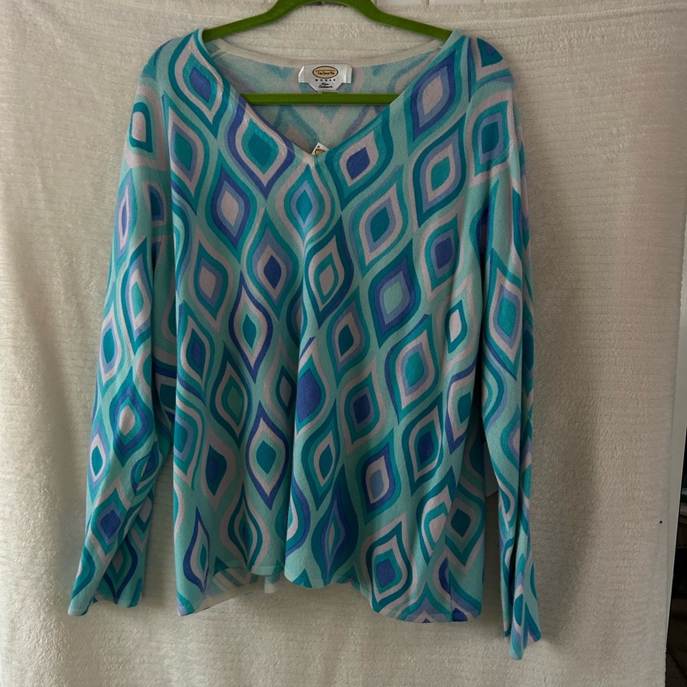 NWT Talbots Blue Geometric Women's Top